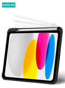 1pc Koolife Transparent Ultra-Thin With Holder Tablet Anti-Fall Protective Case, Built-In Pencil Slot Multifunctional Stand, Full Body TPU+PC Compatible With IPad/IPad Pro/Mini/Air/2/5/6 - Black-stand Type - View 5