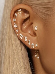1 pieza Pendientes de plata de ley 925 con diseño asimétrico de espalda plana para cartílago y hélice, joyas para uso diario, boda, fiesta, compromiso, aniversario y San Valentín