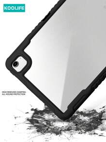 1pc Koolife Transparent Ultra-Thin With Holder Tablet Anti-Fall Protective Case, Built-In Pencil Slot Multifunctional Stand, Full Body TPU+PC Compatible With IPad/IPad Pro/Mini/Air/2/5/6 - Black-stand Type - View 7