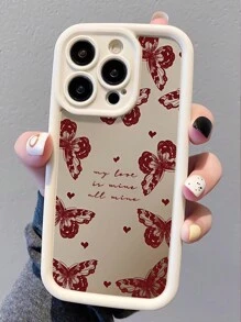 Animal 1pc Butterfly Pattern White Thick Anti-Fall Anti-Fingerprint Full Coverage Phone Case Compatible With Iphone 11, 13, 12, 14, 15, 12 Pro, 12 Pro Max, 13 Pro, 13 Pro Max, 14 Pro, 14 Pro Max, 15 Pro, 15 Pro Max And Other Models
