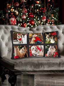 1 件可定制 9 片式圣诞照片枕套、个性化抱枕套、圣诞爱情纪念品设计（11.81 英寸 X 19.68 英寸）-不含枕芯，非常适合节日装饰和礼物（适用于沙发、卧室、客厅、花园装饰枕头，适合送给家人、朋友、男士、女士、儿童、冬季、圣诞节 - 彩色 - 查看 5