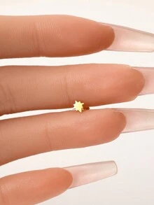 1 chiếc khuyên tai Labret hình mặt trăng sao nhỏ bằng vàng có ren bên trong | Bông tai đinh tán bạc Sterling 925 không gây dị ứng | Khuyên tai xoắn ốc sụn | Khuyên tai Labret mặt sau | Dành cho cả nam và nữ đeo hàng ngày - Nhiều màu - Xem 2
