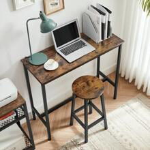 VASAGLE Bartisch-Set, Stehtisch mit 2 Barhockern, Küchentresen mit Barstühlen, Bartisch mit Barhockern, Küchentisch und Küchenstühle im Industrie-Design, für Küche, vintagebraun-schwarz - Mokka-Braun - Übersicht 4