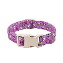 1 件可调节柔软舒适小狗项圈，紫心图案，配有快速释放安全扣和金属 D 形环，适合小型/中型/大型犬 - 紫色 - 查看 6