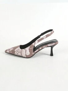 Giày cao gót mũi nhọn in họa tiết hoa thanh lịch dành cho nữ, phù hợp với trang phục thu đông, đám cưới, tiệc tùng, hẹn hò, sự kiện trang trọng, kỳ nghỉ, váy đi biển và phong cách sang trọng kiểu Pháp - Hồng - Xem 7