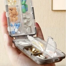 1pc Daily Pill Organizer 10 Compartments Portable Pill Box Travel Medicine Storage Box Moisture-Proof Small 10 Girds Medicine Box Travel Pill Organizer Small Pill Box Mini Portable Weekly Medicine Holder Container For Travel Home School Supplies College Dorm Essentials For Student Container Medicine Pill's Box Travel Supplies Camping Medical Emergency Bag Pill Case Pill Container Medicine Organizer