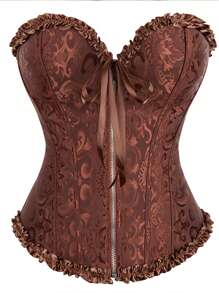 Zippered Corset Palace Style Corset With Boning To Shape Waist And Push Up Bust, Sexy Jacquard Shapewear Top, Suitable For Wearing With A Dress, Christmas Top