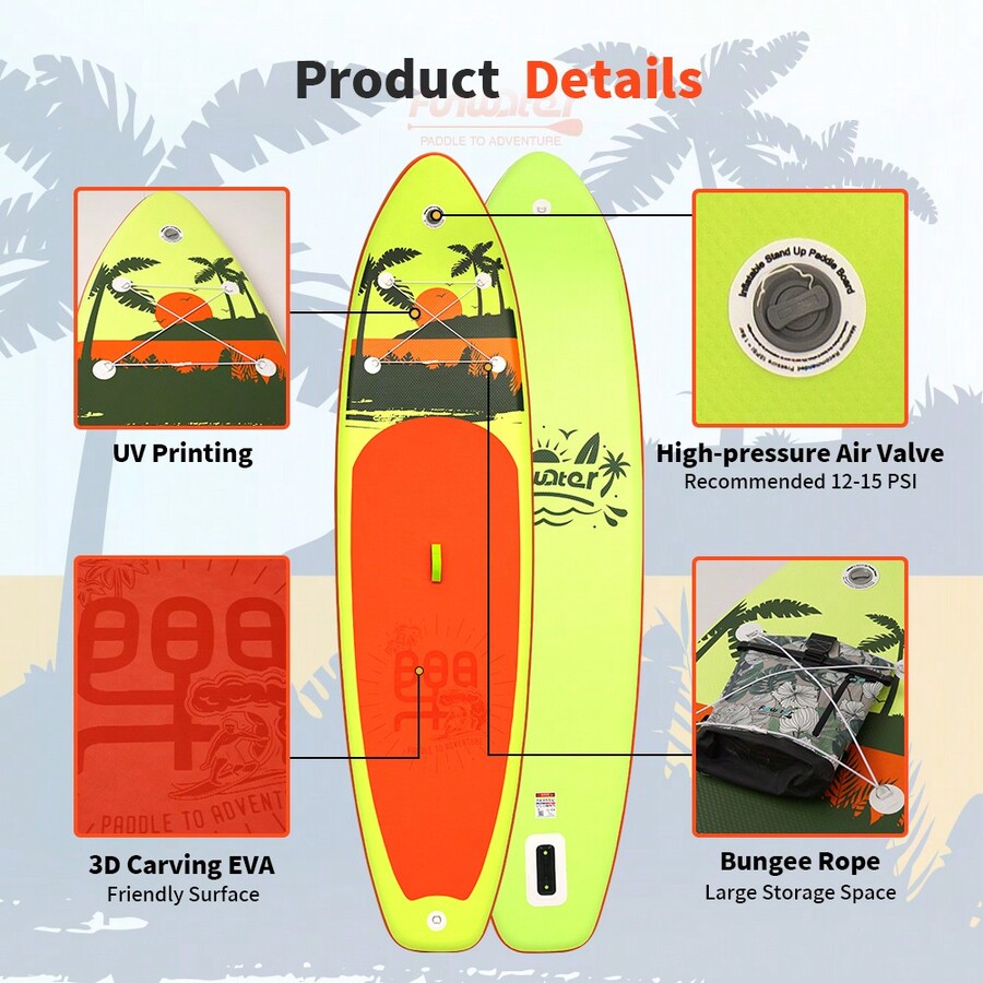 Waterplay Surfing Sup Stand Up Paddle Board Surfboard Surf Board Paddle