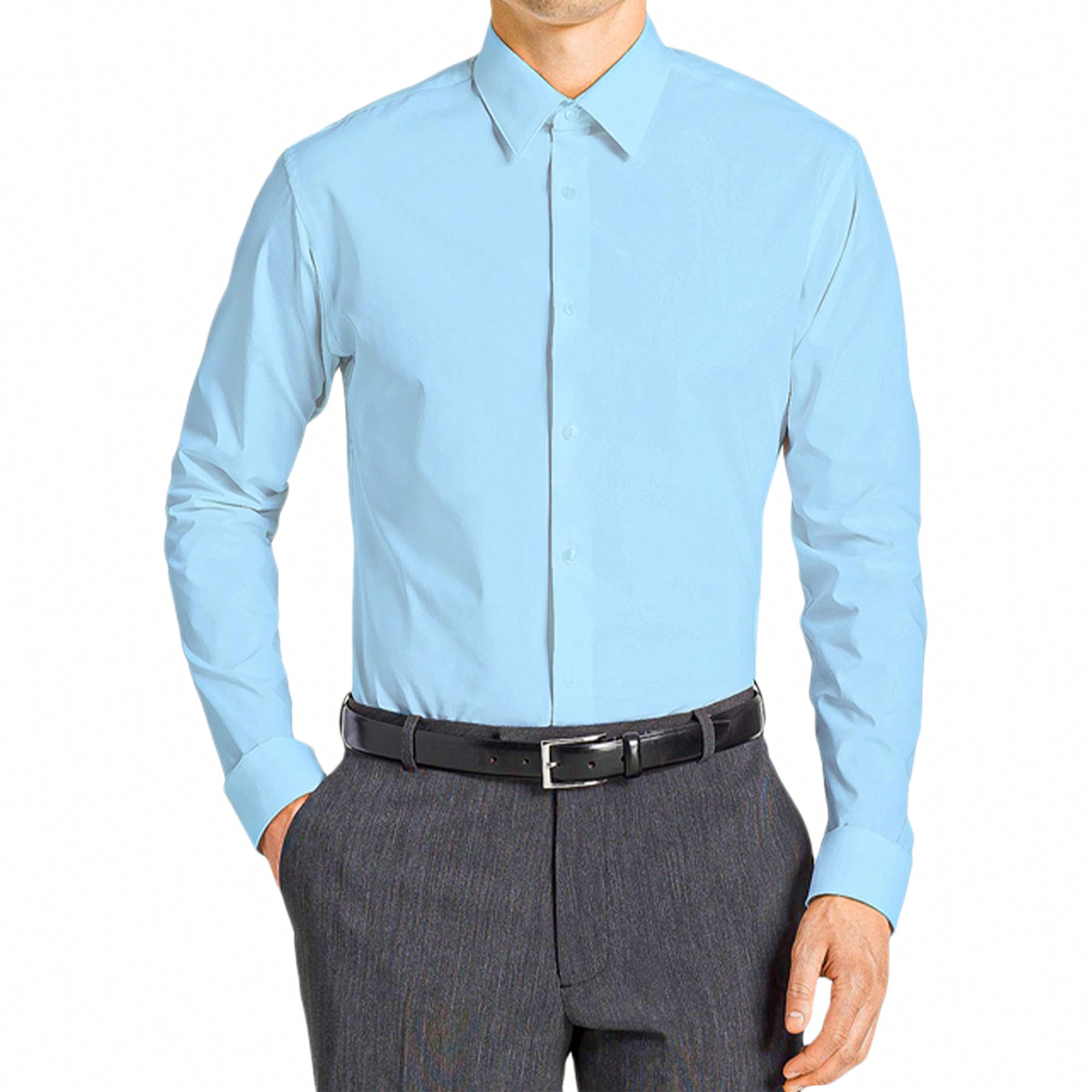 Men's Slim Fit Long Sleeve Dress Shirt, Solid Colors, Button Up - Afbeelding 7 van 20