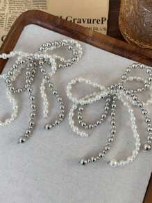 1pc Elegant Pearl Bow Hoop Tassel Shoe Clip Charm