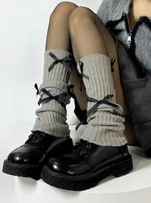 1/2 双女式蝴蝶针织腿套，中长腿套，洛丽塔女学生风格，适合秋冬季、万圣节、圣诞节服装 - 蝴蝶襪套 - 查看 3