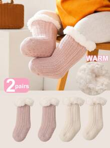 2 双婴儿加厚中筒袜冬季袜子双层保暖防滑鞋底 - 彩色 - 查看 10