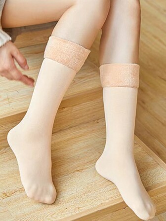 2 par varma snöstövelsockor, termofodrade tjocka långa strumpor, lämpliga för höst/vinter, Y2K