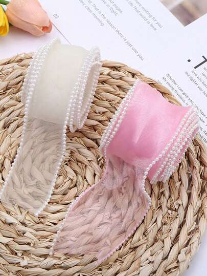 Dây ruy băng satin lụa 4cm viền ngọc trai, thích hợp cho bánh kem/sinh nhật/hộp quà/quà tặng/bao bì, tự làm nơ/nút thắt/phụ kiện tóc/bó hoa/hộp quà/bao bì bánh, ruy băng satin hoa văn cho mùa tựu trường ngày Valentine, dây thừng dệt thủ công tự làm kiểu Hàn Quốc để đóng gói quà tặng, ruy băng ruy băng đóng gói hộp quà sinh nhật, quà tặng, dây ruy băng dệt, nơ dệt, bó hoa, bao bì bánh kem, ruy băng satin hoa văn cho mùa tựu trường ngày Valentine.