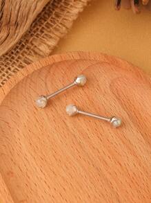 2 件装时尚欧美风格不锈钢轴女士乳头环