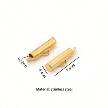 10pcs Stainless Steel Crimp End Beads Slide End Clasp With Chain Buckles Tubes Slider End Caps Connectors DIY Jewelry Accessories