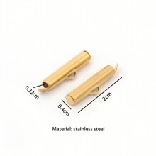 10pcs Stainless Steel Crimp End Beads Slide End Clasp With Chain Buckles Tubes Slider End Caps Connectors DIY Jewelry Accessories