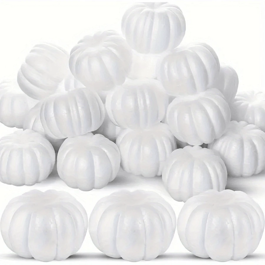 6-20 Stücke weiße Schaumstoff-Kürbisse 4,5-10cm, perfekt zum Bemalen, Schnitzen und Herbstdekoration, geeignet für Halloween und Erntedankfest -- DIY manuelles Bemalen und Anregung zur Kreativität