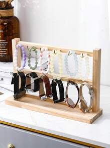 1 Giá trưng bày đồ trang sức bằng gỗ nhiều lớp tự làm có móc kim loại, đựng hoa tai, kẹp tóc, vòng tay, thích hợp để trưng bày tại cửa hàng trang sức - Móc sắt gỗ nguyên khối 2-4 lớp - Xem 15