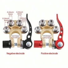 1 套电池端子夹连接器，便携式 4 路汽车电池端子夹，适用于汽车、卡车和卡车的 4 路电池端子