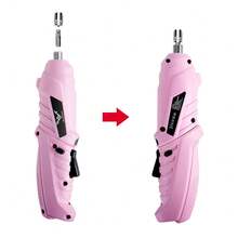 Electric Screwdriver Cordless Rechargeable Pink Small Power Drill Set 3.6V Li-Ion 3.5N.M Max Torque Electric Rotatable With Case LED Light Screwdriver For Home Office DIY Tools (Pink) - 26pcs - View 7
