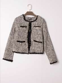 Vintage Jacke aus grober Wolle mit Langarm, elegant und raffiniert, Neuankömmling für Herbst/Winter - Schwarz - Übersicht 1