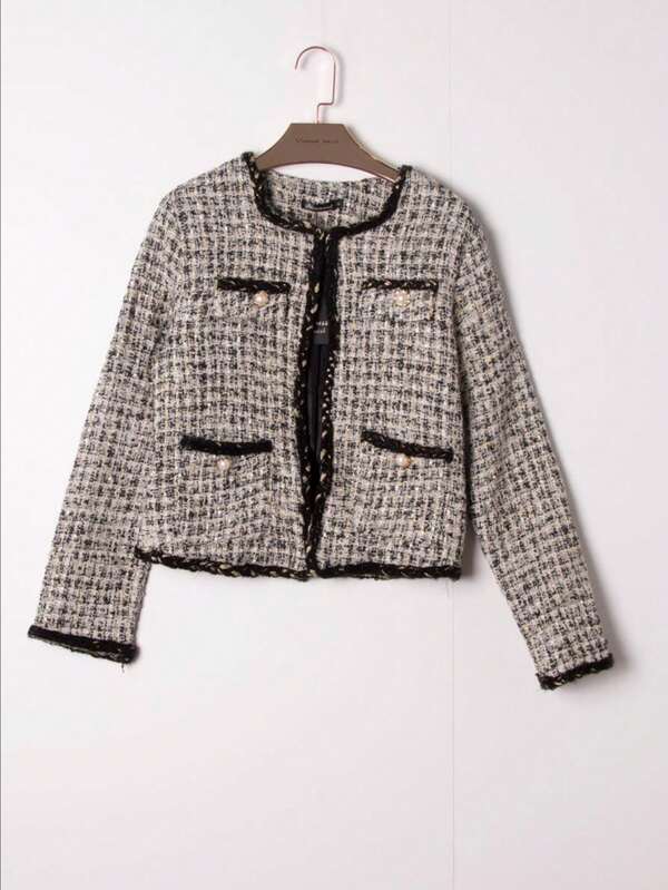 Vintage Jacke aus grober Wolle mit Langarm, elegant und raffiniert, Neuankömmling für Herbst/Winter