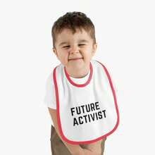 Future Activist Baby Contrast Trim Jersey Bib - 白色/黑色 - 查看 12