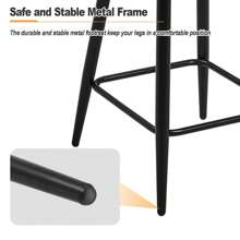 CLIPOP Bar Stools Set Of 2 Faux Leather Breakfast Dining Chairs With Backrest And Metal Legs, High Dining Stools For Bar Pub Kitchen Counter Island - Grey - View 7