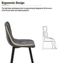 CLIPOP Bar Stools Set Of 2 Faux Leather Breakfast Dining Chairs With Backrest And Metal Legs, High Dining Stools For Bar Pub Kitchen Counter Island - Grey - View 4