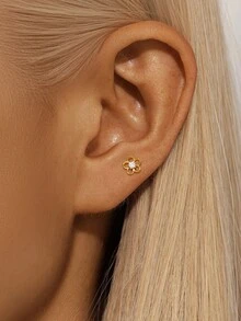 1 件几何造型 925 纯银耳环女式复古耳钉适合婚礼新娘珠宝精美珠宝 - 彩色 - 查看 9