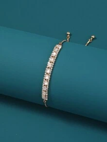 Tkool 1 件男士嘻哈微镶锆石手链，闪亮男女通用珠宝 - 金黃色 - 查看 1