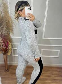 Winter Set Turtleneck Blouse Mousse Jogger Pants - Gris - Ver 2