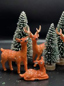 3pcs/5 Pcs Retro Imitation Deer Antlers Reindeer Tree Statue Decorations Colorful Resin Mini Deer Statues Mini Tree Ornaments Crafts Very Suitable For Decoration And Display Best Gifts Birthday
