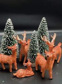 3pcs/5 Pcs Retro Imitation Deer Antlers Reindeer Tree Statue Decorations Colorful Resin Mini Deer Statues Mini Tree Ornaments Crafts Very Suitable For Decoration And Display Best Gifts Birthday