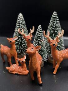 3pcs/5 Pcs Retro Imitation Deer Antlers Reindeer Tree Statue Decorations Colorful Resin Mini Deer Statues Mini Tree Ornaments Crafts Very Suitable For Decoration And Display Best Gifts Birthday