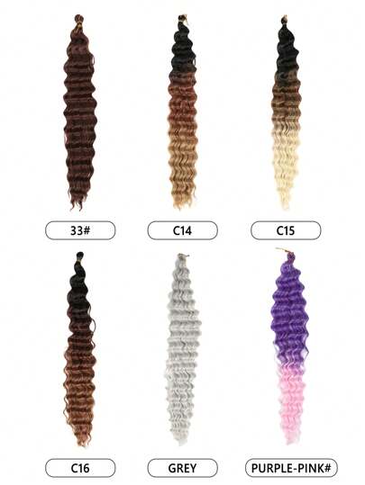 22 Inch ​Deep Wave Bulk Hair Crochet Hair Extensions Deep Wave Braiding Hair Brown Grey Multicolor Synthetic Heat Resistant Hair For Braiding Micro Faux Braiding Hair For Woven Bohemian Knotless Braids For Women Daily Party Cosplay Holiday Used