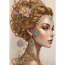 1 pieza 30*40cm / 11.8 * 15.75in Kit de pintura de diamantes en forma asimétrica sin marco 5D, diseño DIY con patrón de dama para decoración de pared, adorno, regalo para principiantes y adultos, Acción de Gracias