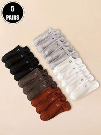 5 双女士夏季隐形笑脸船袜，热门热销商品