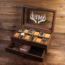Personalized Men's Watch Box | With Drawer Watch Display Case For 3 6 12 Watches |Men Watch Box|Anniversary For Him Personalized Brown Watch Box For 3 6 10 Slot Watches, Watch Storage, Husband's Gift For Her, Friends, Workers For Anniversaries, For Valentine's Day Mother's Day Birthdays Children's Day Graduation Weddings Father's Day Housewarming School, Home, Office Back To School