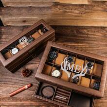 Personalized Men's Watch Box | With Drawer Watch Display Case For 3 6 12 Watches |Men Watch Box|Anniversary For Him Personalized Brown Watch Box For 3 6 10 Slot Watches, Watch Storage, Husband's Gift For Her, Friends, Workers For Anniversaries, For Valentine's Day Mother's Day Birthdays Children's Day Graduation Weddings Father's Day Housewarming School, Home, Office Back To School