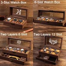 Personalized Men's Watch Box | With Drawer Watch Display Case For 3 6 12 Watches |Men Watch Box|Anniversary For Him Personalized Brown Watch Box For 3 6 10 Slot Watches, Watch Storage, Husband's Gift For Her, Friends, Workers For Anniversaries, For Valentine's Day Mother's Day Birthdays Children's Day Graduation Weddings Father's Day Housewarming School, Home, Office Back To School