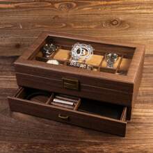 Personalized Men's Watch Box | With Drawer Watch Display Case For 3 6 12 Watches |Men Watch Box|Anniversary For Him Personalized Brown Watch Box For 3 6 10 Slot Watches, Watch Storage, Husband's Gift For Her, Friends, Workers For Anniversaries, For Valentine's Day Mother's Day Birthdays Children's Day Graduation Weddings Father's Day Housewarming School, Home, Office Back To School