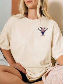 Loose Fit Short Sleeve T-Shirt, Western Cowgirl Style, Fashionable, High-End, Campus, Youth, Teenage Girls, High School, Y2K Retro, Outdoor, Minimalist