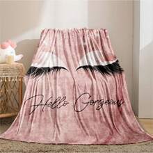 1pc Cute Makeup Art Lash Pattern Plush Throw Blanket, Soft Flannel Blanket For Sofa/Bed, Autumn Blanket, Fuzzy Blanket, Bedding, Sofa Cover, Soft Blanket, Personalized Blanket, Great For Thanksgiving, Valentine's Day Gifts