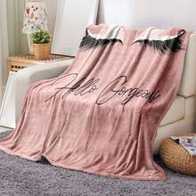 1pc Cute Makeup Art Lash Pattern Plush Throw Blanket, Soft Flannel Blanket For Sofa/Bed, Autumn Blanket, Fuzzy Blanket, Bedding, Sofa Cover, Soft Blanket, Personalized Blanket, Great For Thanksgiving, Valentine's Day Gifts