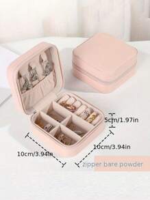 1pc Travel Jewelry Storage Box, Simple Travel And Home Jewelry Storage Box, Portable Earrings, Rings, Bracelets, Jewelry Storage Box, Fashionable Personalized Leather Jewelry Storage Container, Used For Ring, Necklace, Earnail Storage, Perfect Gift For Women, Exquisite And Unforgettable Holiday Gifts For Women's Day And Valentine's Day, Christmas Gifts,For Holiday Beach, Bathroom Collection, Bedroom Collection, Large Capacity