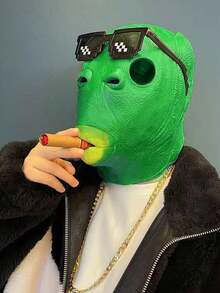 1pc Mặt nạ hóa trang đầu cá bằng nhựa màu xanh lá cây vui nhộn cho tiệc dành cho người lớn - Nhiều màu - Xem 4