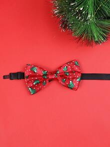 1 件男士 7 厘米圣诞雪花和雪人印花个性化涤纶领结，适合圣诞派对和所有季节 - 彩色 - 查看 3