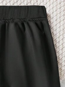 1pc Tween Girls' Fashionable Solid Color Loose Fit Cargo Pants With Multiple Pockets, Comfortable For Spring & Autumn - Black - View 5